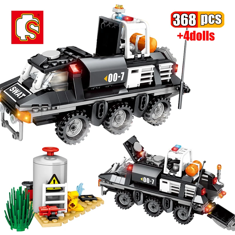 368Pcs Creative Swat Anti-chemical Armored Building Blocks City Police Vehicles Military Assembly Bricks Educational Toy For Boy
368Pcs Creative Swat Anti-chemical Armored Building Blocks City Police Vehicles Military Assembly Bricks Educational Toy For Boy