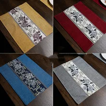 Patchwork Lace Dining Table Pads Christmas Placemat Chinese Cotton Linen Rectangle Bowl Plate Dish Pallet Mats