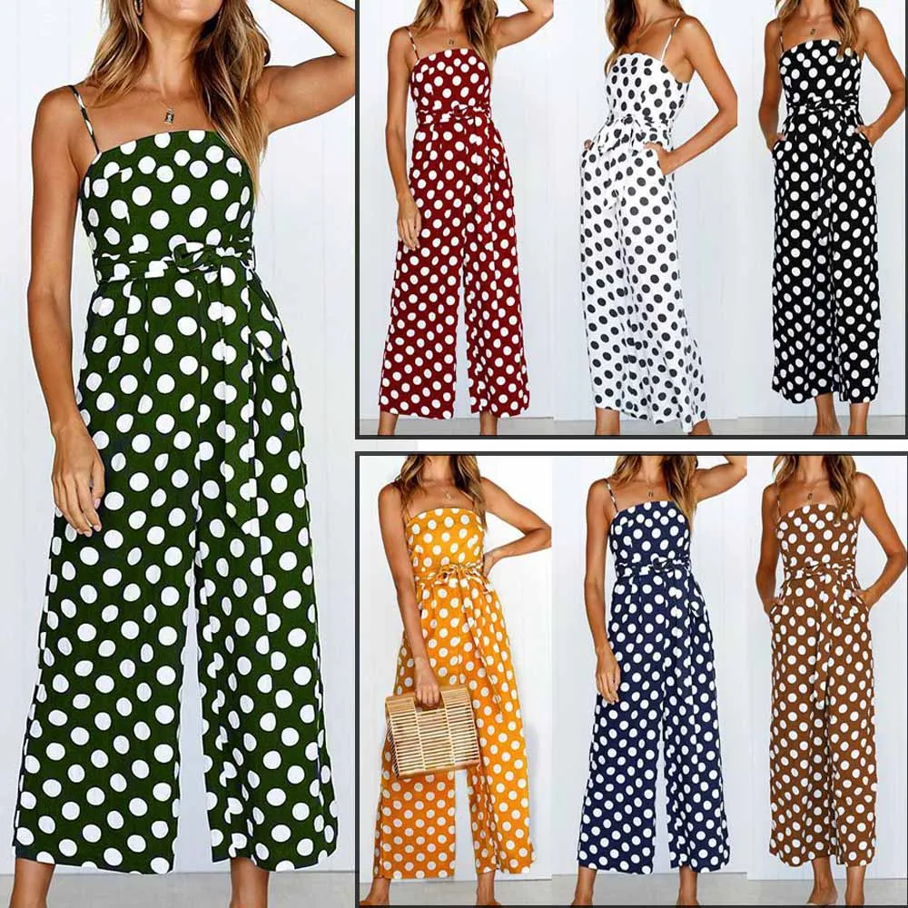 New Womens Strappy Holiday Playsuit Ladies Jumpsuit Beach Dot Printed Wide Leg for Summer SCI88
New Womens Strappy Holiday Playsuit Ladies Jumpsuit Beach Dot Printed Wide Leg for Summer SCI88