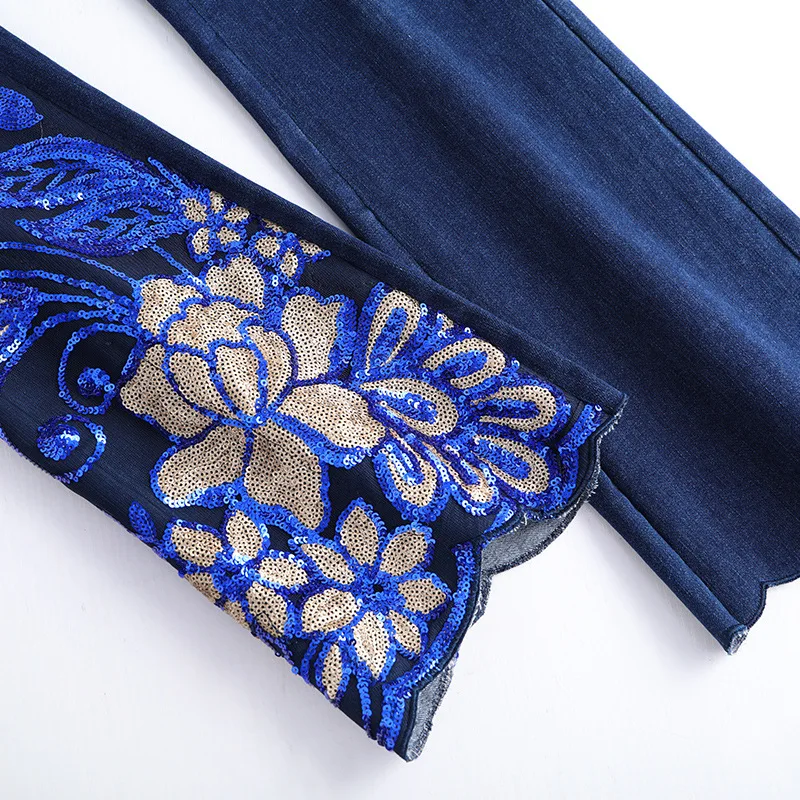 FERZIGE 2021 New Sequin Embroidery Flower Micro-Laden Jeans Women's High-Waist Stretch Slim Pants Have Large Size
FERZIGE 2021 New Sequin Embroidery Flower Micro-Laden Jeans Women's High-Waist Stretch Slim Pants Have Large Size