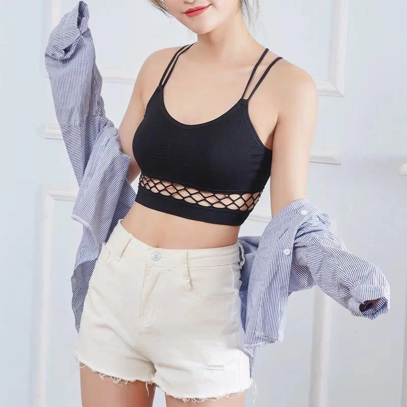 woman Sexy sports vest Hollow Sexy Bra Seamless thread sexy cross beauty back wrapped chest female Hollow bottoming small vest
woman Sexy sports vest Hollow Sexy Bra Seamless thread sexy cross beauty back wrapped chest female Hollow bottoming small vest