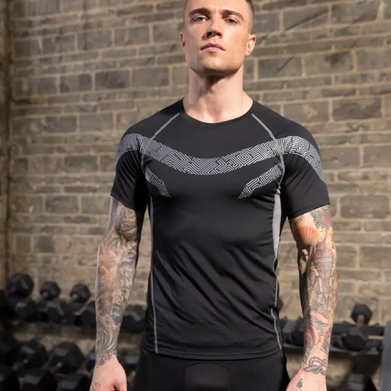 Men's Casual short-sleeved Breathable high-elastic quick-drying tight-fitting T-shirt Sports Top For Fitness Running Training 
Men's Casual short-sleeved Breathable high-elastic quick-drying tight-fitting T-shirt Sports Top For Fitness Running Training