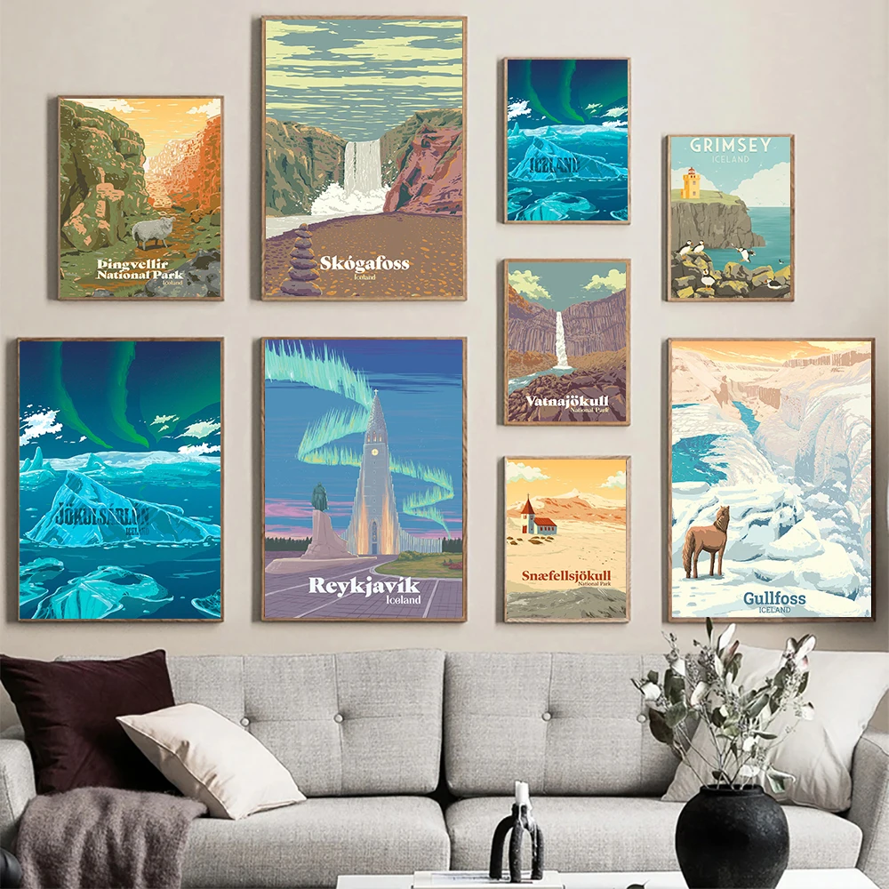 City Retro Travel Poster Visit Grimsey Gullfoss WaterfalI Iceland Landscape Canvas Paintings Retro Wall Art Pictures Home Decor
City Retro Travel Poster Visit Grimsey Gullfoss WaterfalI Iceland Landscape Canvas Paintings Retro Wall Art Pictures Home Decor