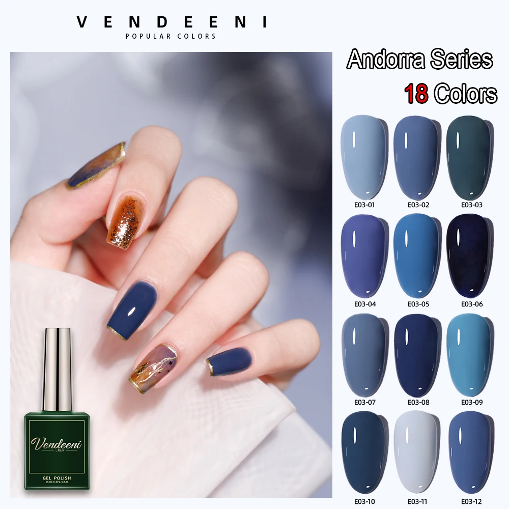 Vendeeni 18 Color Blue Cyan Grey Cool Color Gel Nail Polish Andorra Series UV LED Soak Off Gel Varnish Nail Art Gel Lacquer 15ml
Vendeeni 18 Color Blue Cyan Grey Cool Color Gel Nail Polish Andorra Series UV LED Soak Off Gel Varnish Nail Art Gel Lacquer 15ml