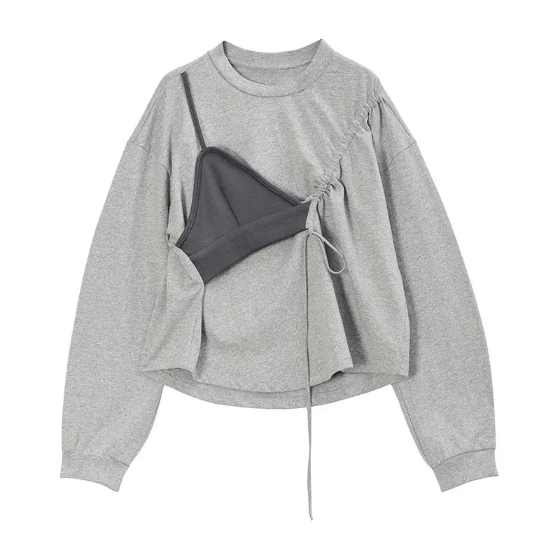 new Korean fake two-piece sling niche design drawstring long-sleeved women's spring slim fall 2020 women
new Korean fake two-piece sling niche design drawstring long-sleeved women's spring slim fall 2020 women