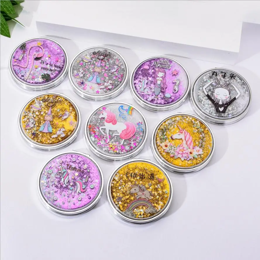 Unicorn Makeup Mirror Compact Pocket Portable Double-Sided Folding Cosmetic Mirror Gifts With flowing sparkling sand T0243
Unicorn Makeup Mirror Compact Pocket Portable Double-Sided Folding Cosmetic Mirror Gifts With flowing sparkling sand T0243