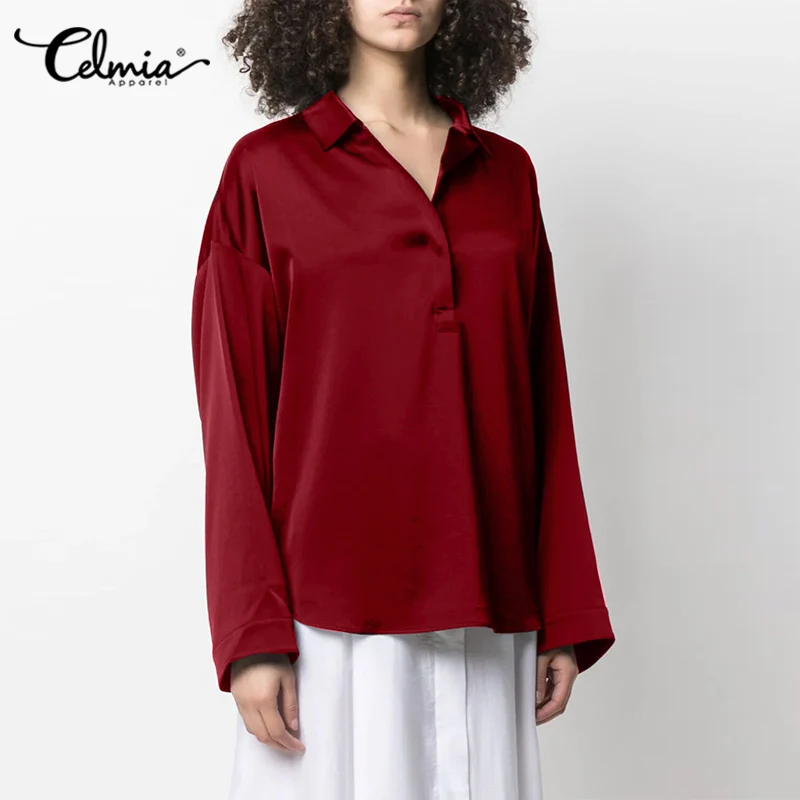 Однотонные рубашки Celmia с длинным рукавом, элегантные модные атласные блузки с лацканами для работы, осень 2021, базовые повседневные женские ...
Однотонные рубашки Celmia с длинным рукавом, элегантные модные атласные блузки с лацканами для работы, осень 2021, базовые повседневные женские ...