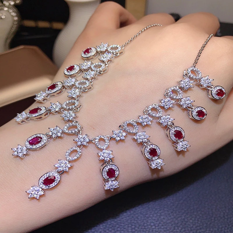 Women Natural Heated Ruby Necklace 925 Sterling Silver Fine Jewelry Top Quality Red Gemstones Chokers 3*4 3*5 Certificate Party
Women Natural Heated Ruby Necklace 925 Sterling Silver Fine Jewelry Top Quality Red Gemstones Chokers 3*4 3*5 Certificate Party