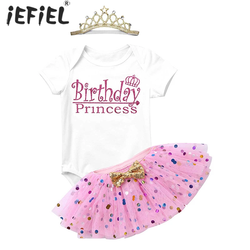 Newborn Baby Girls 1st Birthday Outfit Sequins Dots Outfit Romper + Baby Tulle Mesh Skirt with Crown Set 2nd Birthday Clothes
Newborn Baby Girls 1st Birthday Outfit Sequins Dots Outfit Romper + Baby Tulle Mesh Skirt with Crown Set 2nd Birthday Clothes