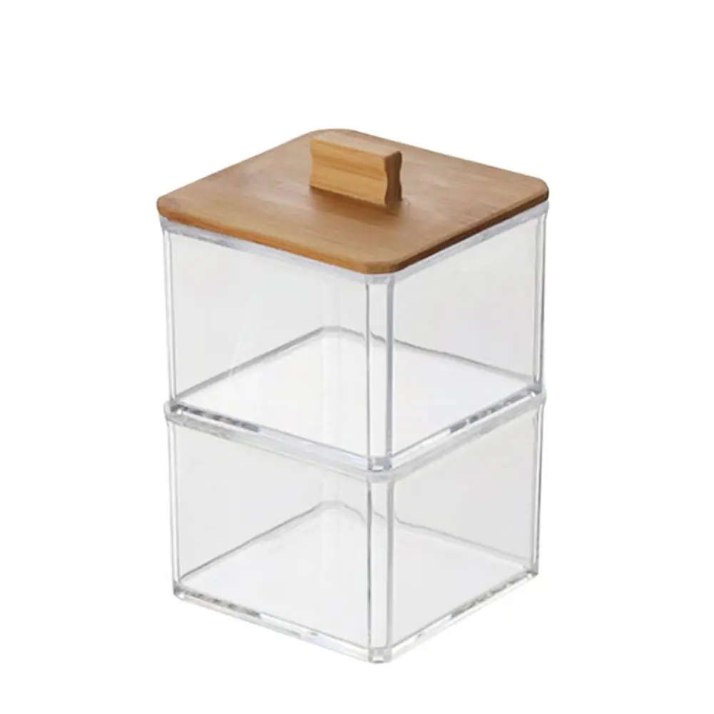 Acrylic Square Cotton Swab Holder With Wooden Lid Q-tip Storage Dispenser Organizer Storage Case For Cotton Ball Floss Picks
Acrylic Square Cotton Swab Holder With Wooden Lid Q-tip Storage Dispenser Organizer Storage Case For Cotton Ball Floss Picks