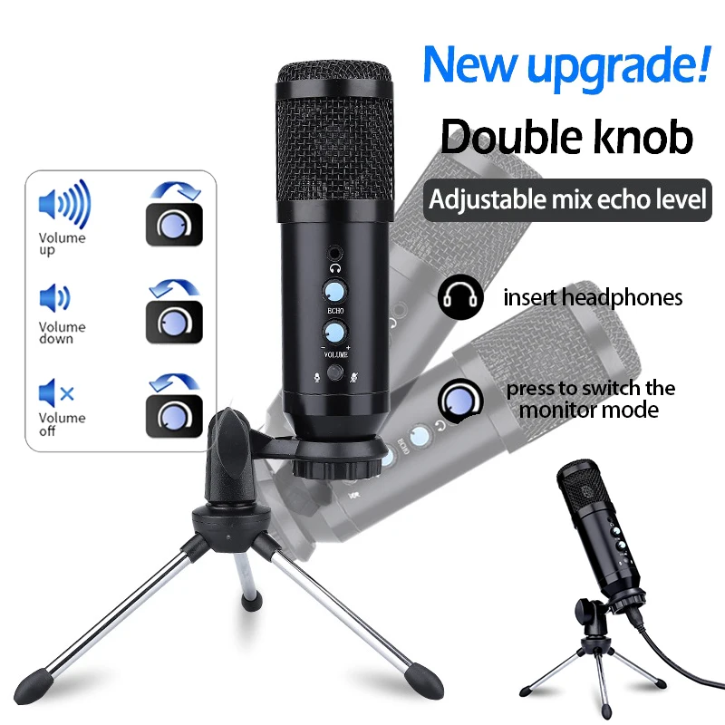 192KHZ USB Condenser Microphone with Stand 24bit Recording Mike Video Microphones for Live Broadcast PC Condenser Microphone
192KHZ USB Condenser Microphone with Stand 24bit Recording Mike Video Microphones for Live Broadcast PC Condenser Microphone