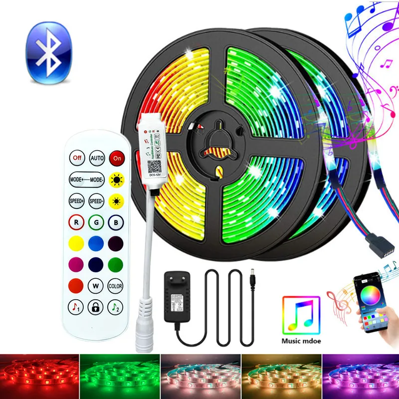 

5050 Led Strip 5M 10M 15M 20M 2835 RGB Ribbon Diode Tape Light Smart APP Bluetooth/Music/Remote Control Power Adapter For Home