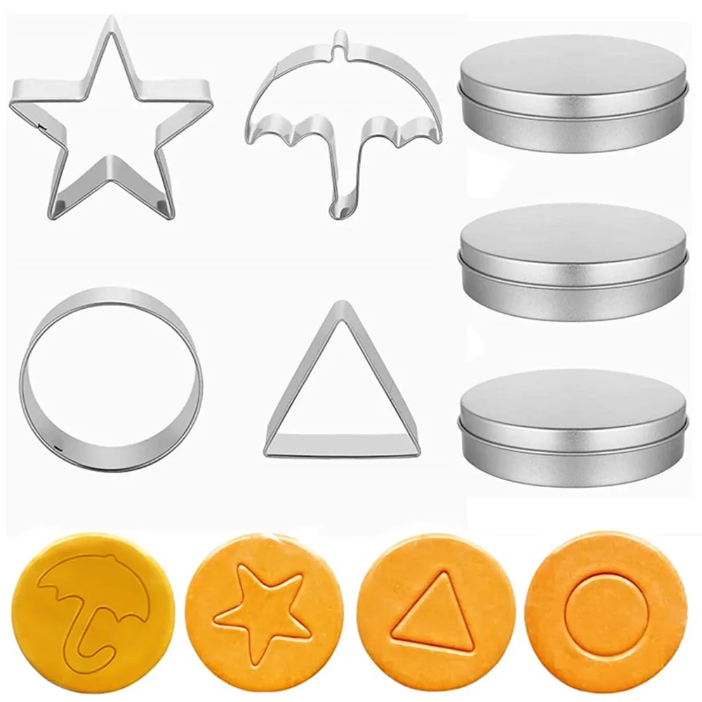 10-4pcs Stainless Steel Squid Game Cookie Cutters Christmas Dessert Press Stamp Mold Tart Ring for Kitchen Pastry Baking Muolds
10-4pcs Stainless Steel Squid Game Cookie Cutters Christmas Dessert Press Stamp Mold Tart Ring for Kitchen Pastry Baking Muolds