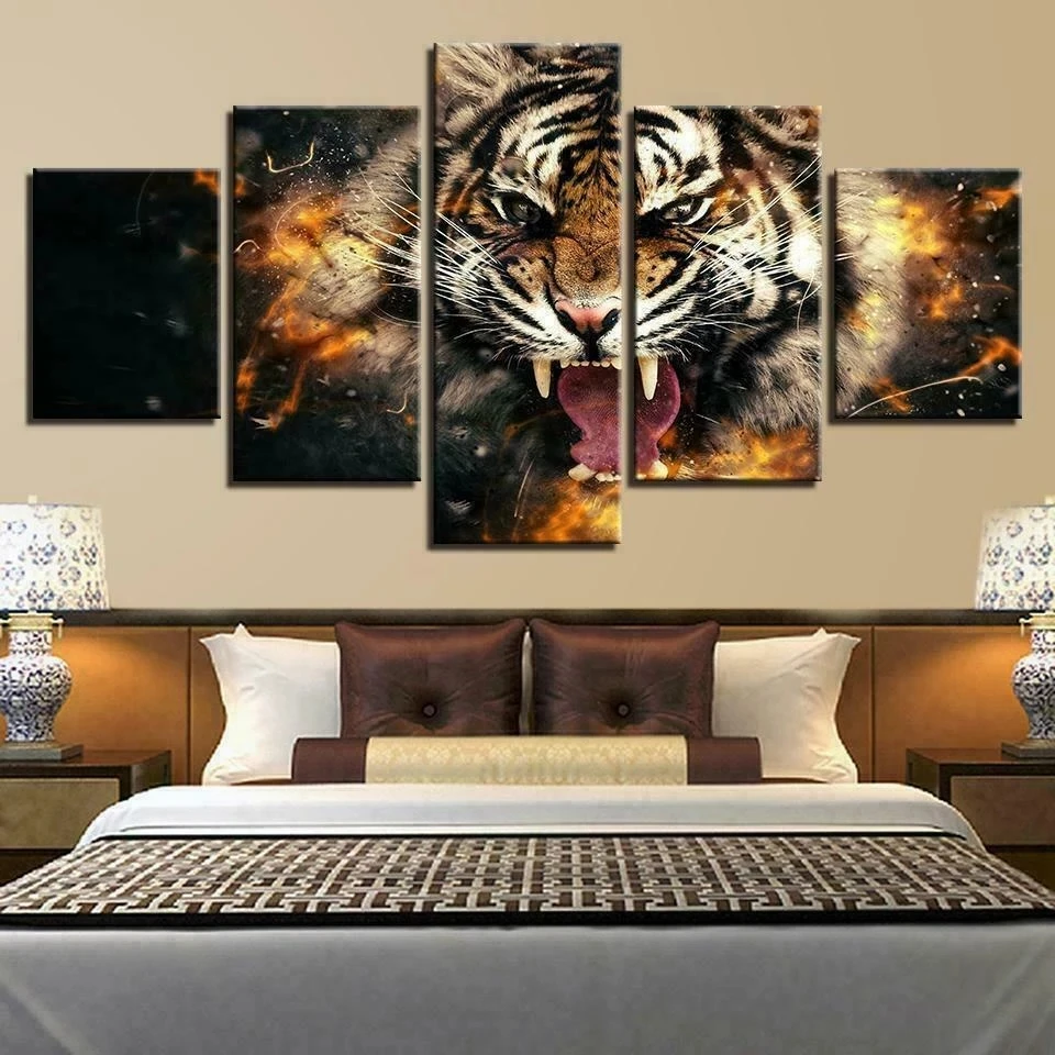 Roaring Wildlife Tiger Tooth Posters 5pcs Modern Home Wall Decor Canvas Picture Art HD Print Painting On Canvas for Living Room
Roaring Wildlife Tiger Tooth Posters 5pcs Modern Home Wall Decor Canvas Picture Art HD Print Painting On Canvas for Living Room