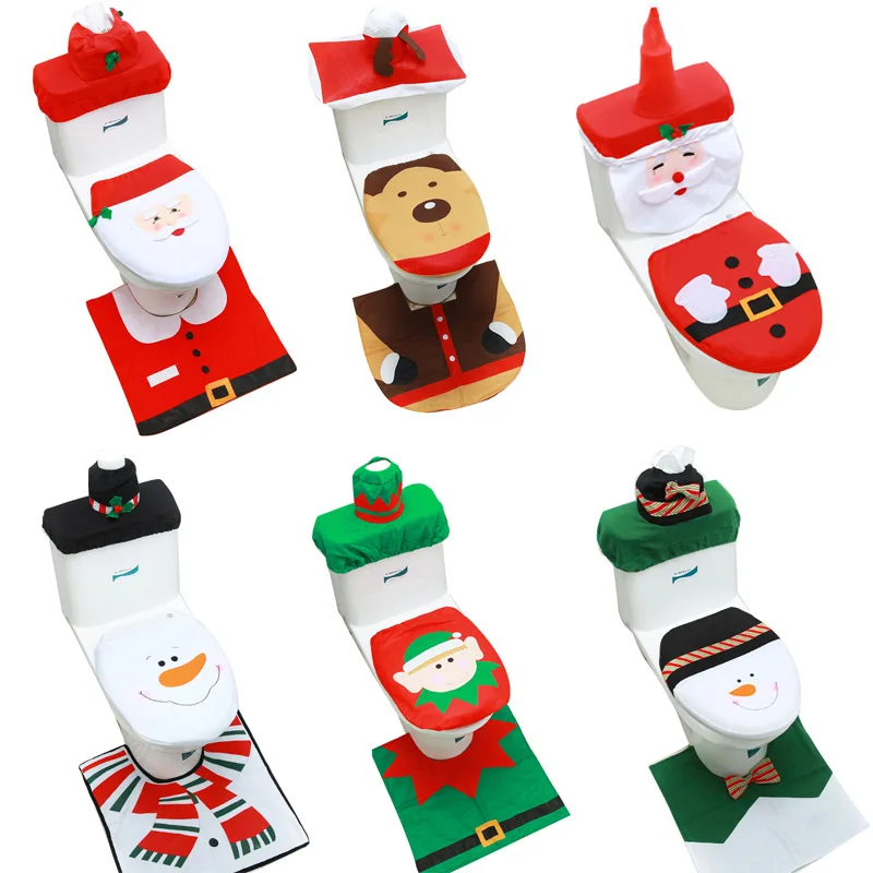 WC Toilet Seat Cover Christmas Bath Mat Toilet Mat Toilette Tapa Decoration Christmas Bathroom Decorations Three-piece Set
WC Toilet Seat Cover Christmas Bath Mat Toilet Mat Toilette Tapa Decoration Christmas Bathroom Decorations Three-piece Set