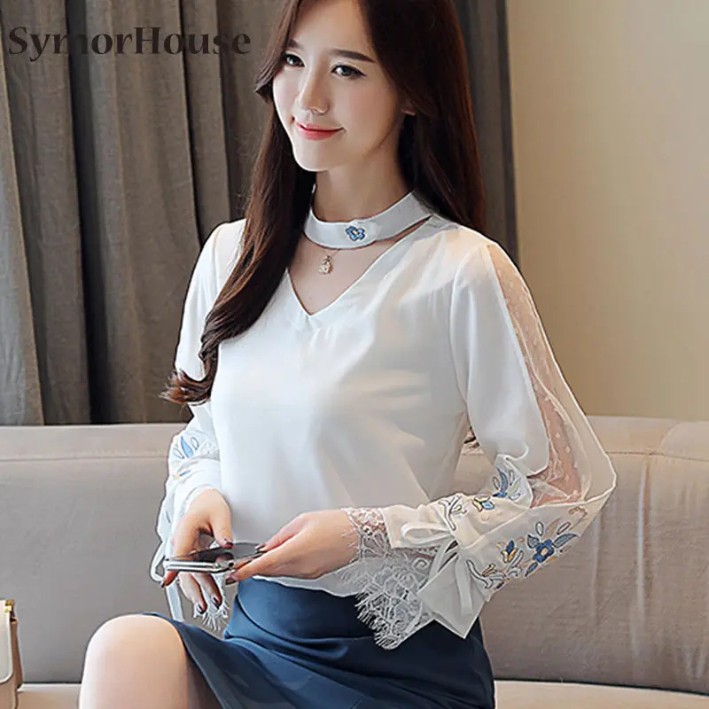 Korean Style Women Blouse Spring 2022 Autumn new blouses shirt embroidered lace sleeves long sleeved chiffon Shirts Female
Korean Style Women Blouse Spring 2022 Autumn new blouses shirt embroidered lace sleeves long sleeved chiffon Shirts Female