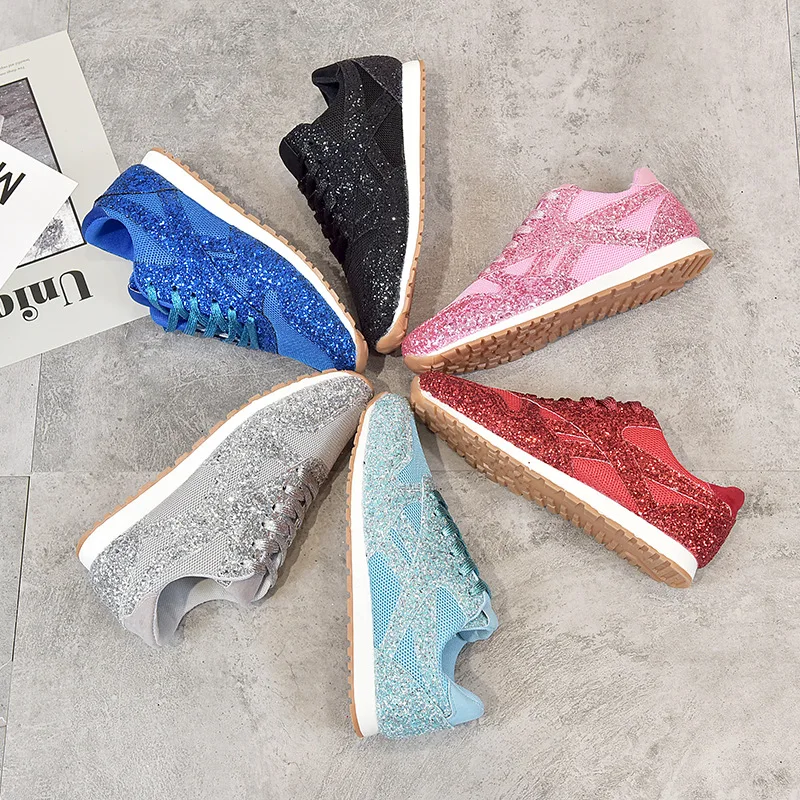 Women Flat Glitter Sneakers Casual Female Mesh Lace Up Bling Platform Comfortable Plus Size Vulcanized Shoes 2020 Soft Knitting
Women Flat Glitter Sneakers Casual Female Mesh Lace Up Bling Platform Comfortable Plus Size Vulcanized Shoes 2020 Soft Knitting