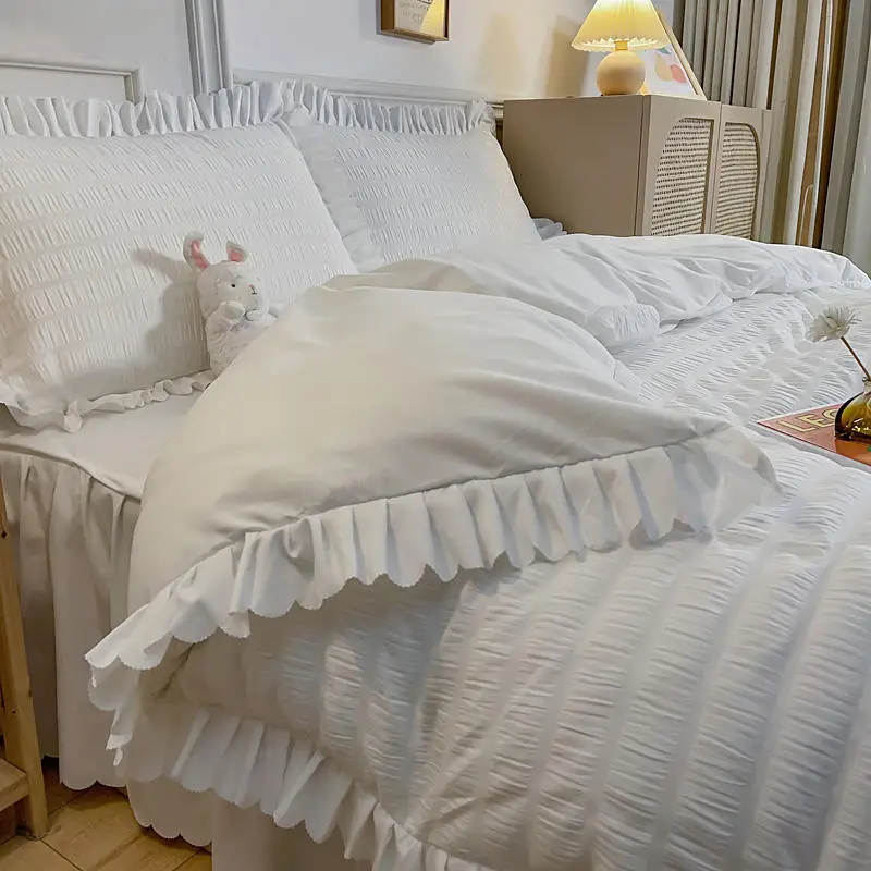 Bonenjoy Seersucker Duvet Cover Set with Ruffle Queen White Color Double Bed Sheet Sets housse de couette Bedding Set Single Bed
Bonenjoy Seersucker Duvet Cover Set with Ruffle Queen White Color Double Bed Sheet Sets housse de couette Bedding Set Single Bed