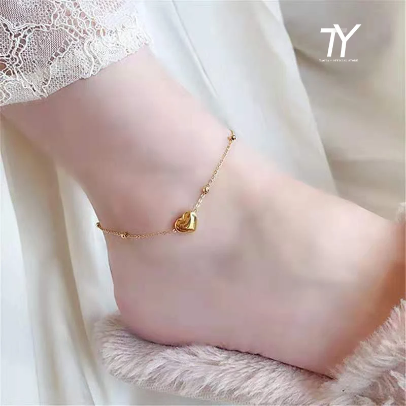 2022 New Classic Heart Gold Color Stainless Steel Anklets For Woman Korean Fashion Jewelry Beach Party Girl's Sexy Accessories
2022 New Classic Heart Gold Color Stainless Steel Anklets For Woman Korean Fashion Jewelry Beach Party Girl's Sexy Accessories