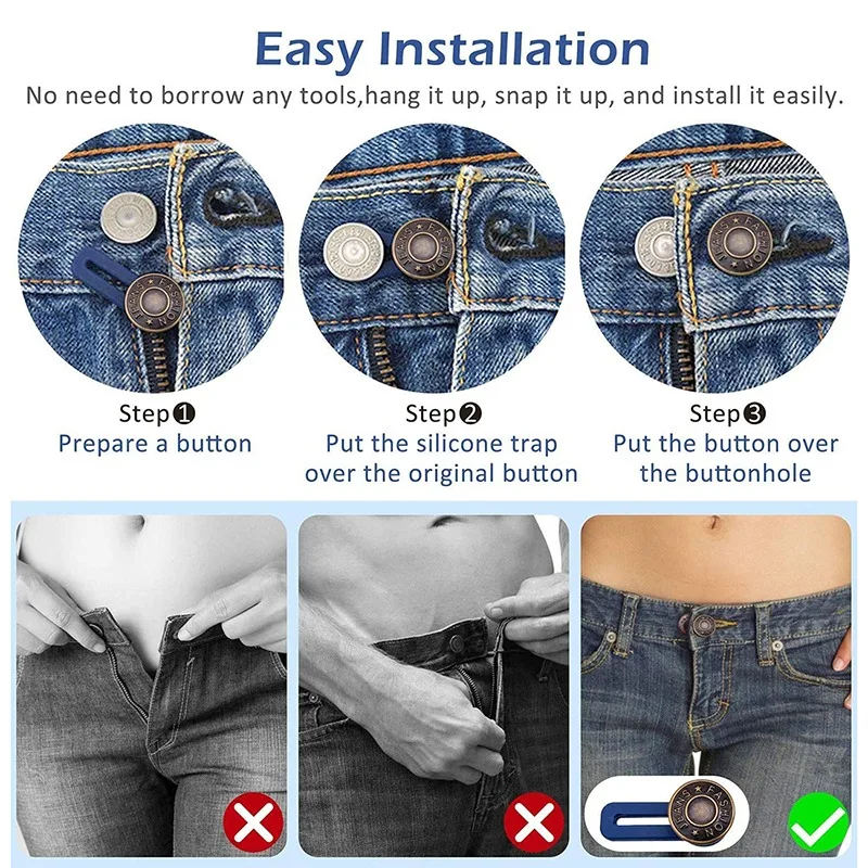 5Pcs Extended Buckles Free Sewing Buttons Adjustable Disassembly Retractable Jeans Waist Button Metal Pant Waistband Expander
5Pcs Extended Buckles Free Sewing Buttons Adjustable Disassembly Retractable Jeans Waist Button Metal Pant Waistband Expander