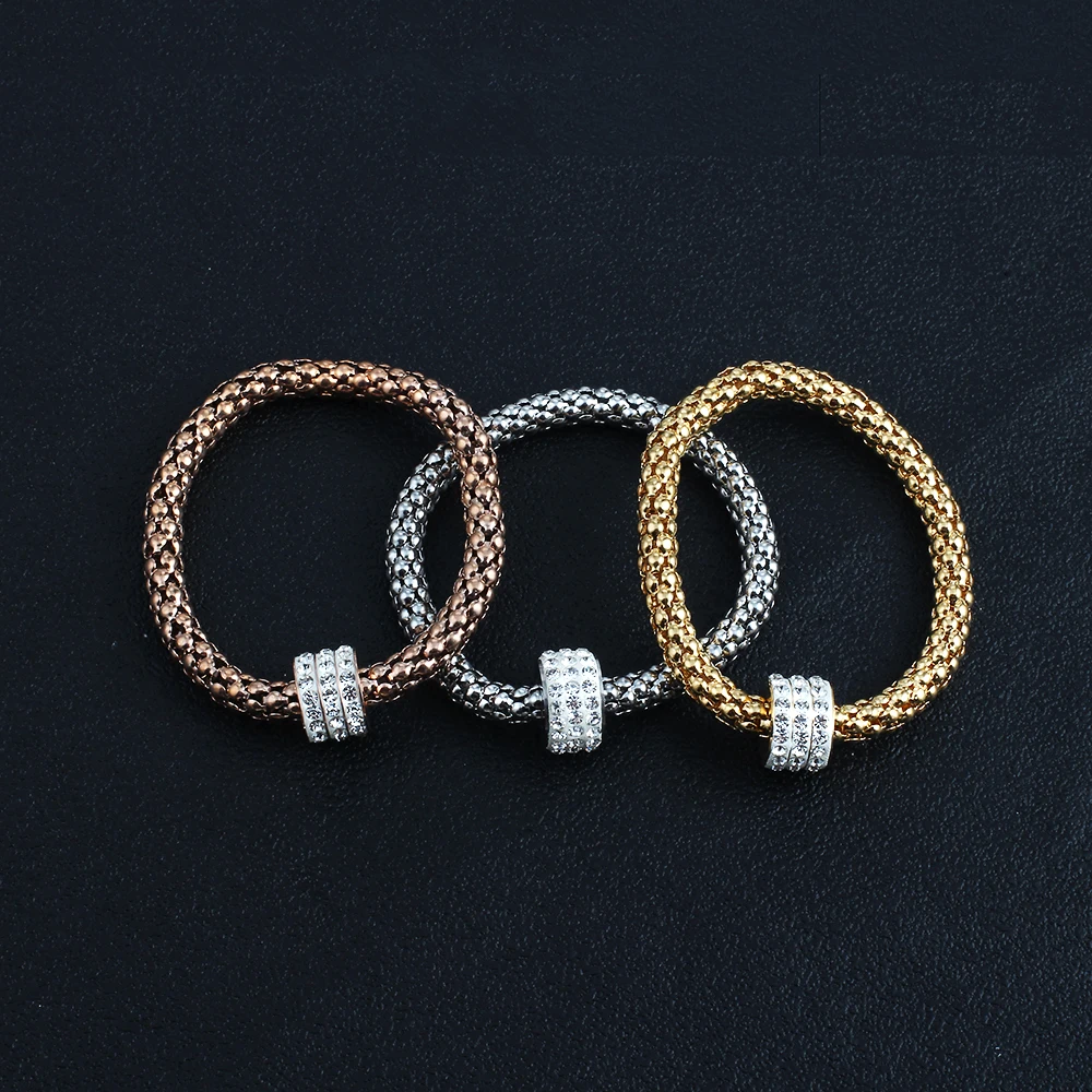 European and American Fashion Three-color Suit Women's elastic Corn Bracelet, Personality Lady Stainless Steel Bracelet 
European and American Fashion Three-color Suit Women's elastic Corn Bracelet, Personality Lady Stainless Steel Bracelet