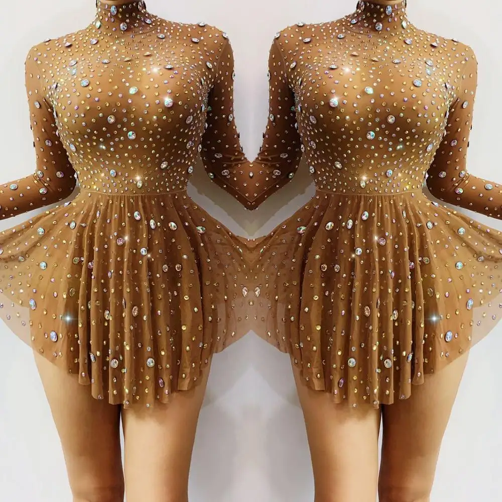 Rhinestones Mesh Long Sleeve Stretch Dress Pink Blue Women Birthday Celebrate Crystals Short Dress Singer Dancer Show Dresses
Rhinestones Mesh Long Sleeve Stretch Dress Pink Blue Women Birthday Celebrate Crystals Short Dress Singer Dancer Show Dresses
