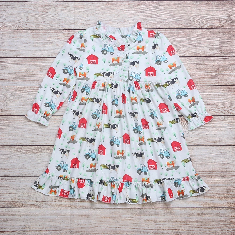 Comfortable Pure Cotton Baby Girl Dress Farm Printed Long-Sleeved Children'S Boutique Casual Knee-Length Skirt Clothing
Comfortable Pure Cotton Baby Girl Dress Farm Printed Long-Sleeved Children'S Boutique Casual Knee-Length Skirt Clothing