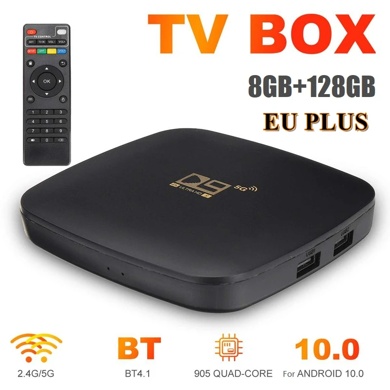 8+128GB D9 Fast Smart TV BOX 100Mbps 2.4G/5G Dual WiFi RJ45 For Android 10.0 Ethernet 4K Set-Top Quad Core ARM Cortex A53 Player
8+128GB D9 Fast Smart TV BOX 100Mbps 2.4G/5G Dual WiFi RJ45 For Android 10.0 Ethernet 4K Set-Top Quad Core ARM Cortex A53 Player