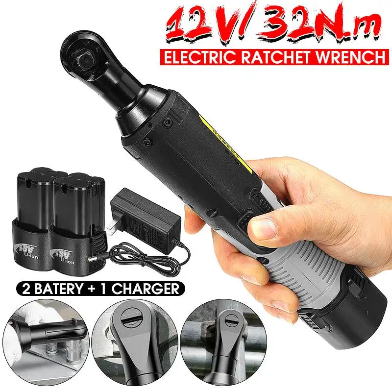12V Electric Wrench Cordless Ratchet Rechargeable Scaffolding Right Angle Wrench 3/8" with 2 Battery Charger Power Tool
12V Electric Wrench Cordless Ratchet Rechargeable Scaffolding Right Angle Wrench 3/8" with 2 Battery Charger Power Tool