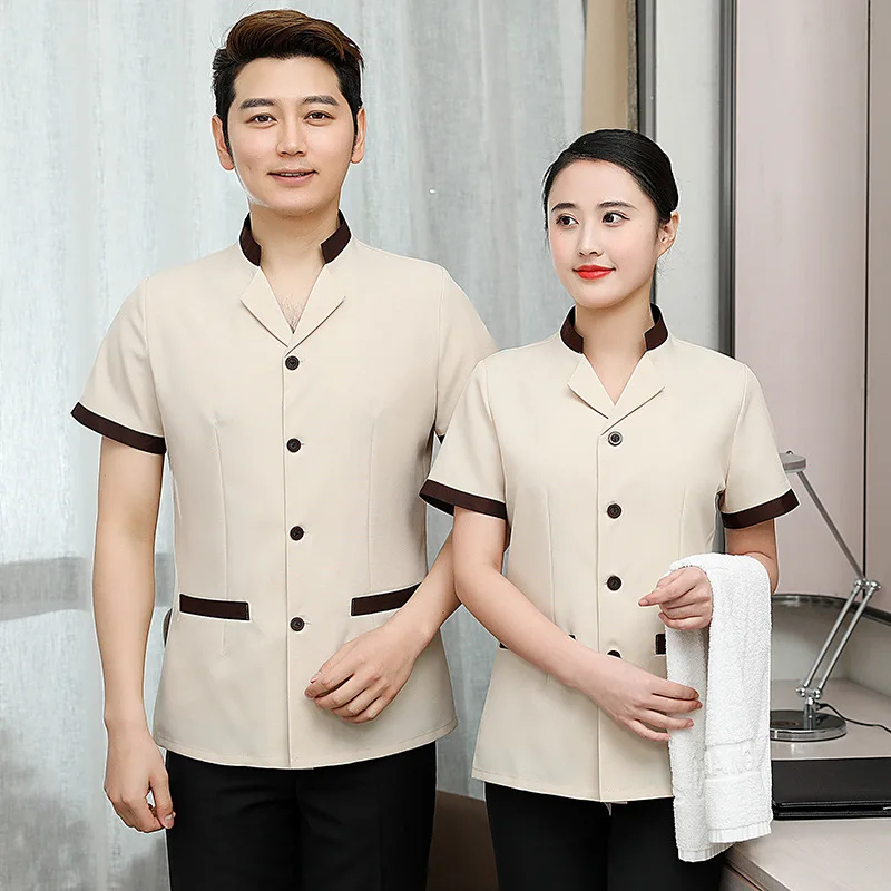 2020 Restaurant Clothes Uniform Restaurant Hotel Work Clothes Women's Short-sleeved Summer Property Room Attendant Cleaner Aunt
2020 Restaurant Clothes Uniform Restaurant Hotel Work Clothes Women's Short-sleeved Summer Property Room Attendant Cleaner Aunt