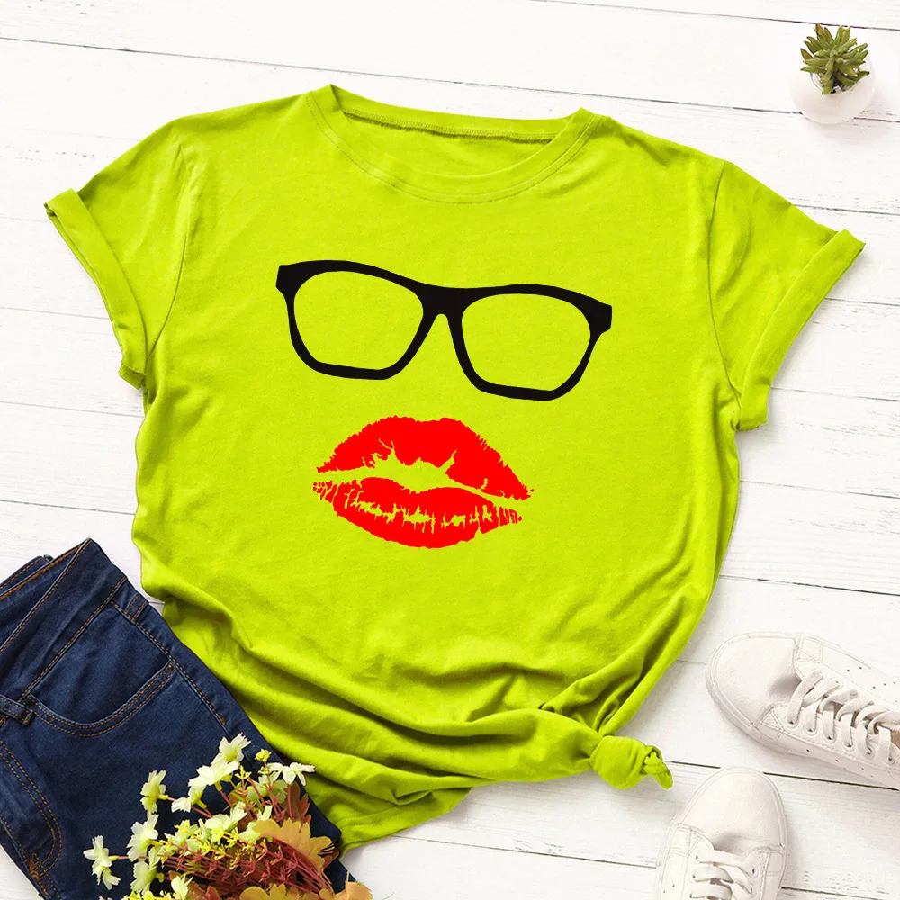 Sexy Red Lips Print T Shirt Women Ulzzang Glasses Graphic Tees Harajuku Korea Short Sleeve Ladies Tops Funny Tshirt
Sexy Red Lips Print T Shirt Women Ulzzang Glasses Graphic Tees Harajuku Korea Short Sleeve Ladies Tops Funny Tshirt