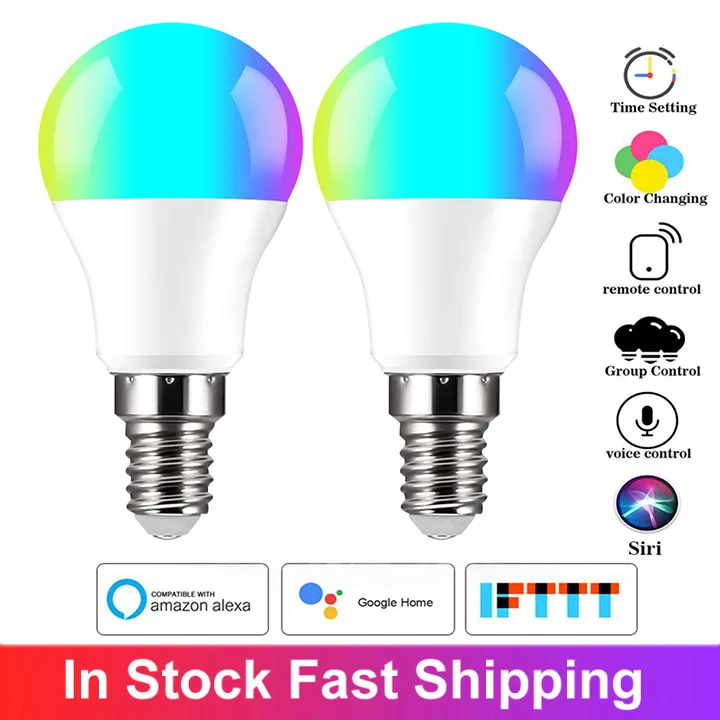 WiFi Voice Control Smart Light Bulb E14 6 W LED RGB Lamp Work With Alexa/Google Home 85-265V RGB+W Dimmable Timer Function Bulb
WiFi Voice Control Smart Light Bulb E14 6 W LED RGB Lamp Work With Alexa/Google Home 85-265V RGB+W Dimmable Timer Function Bulb