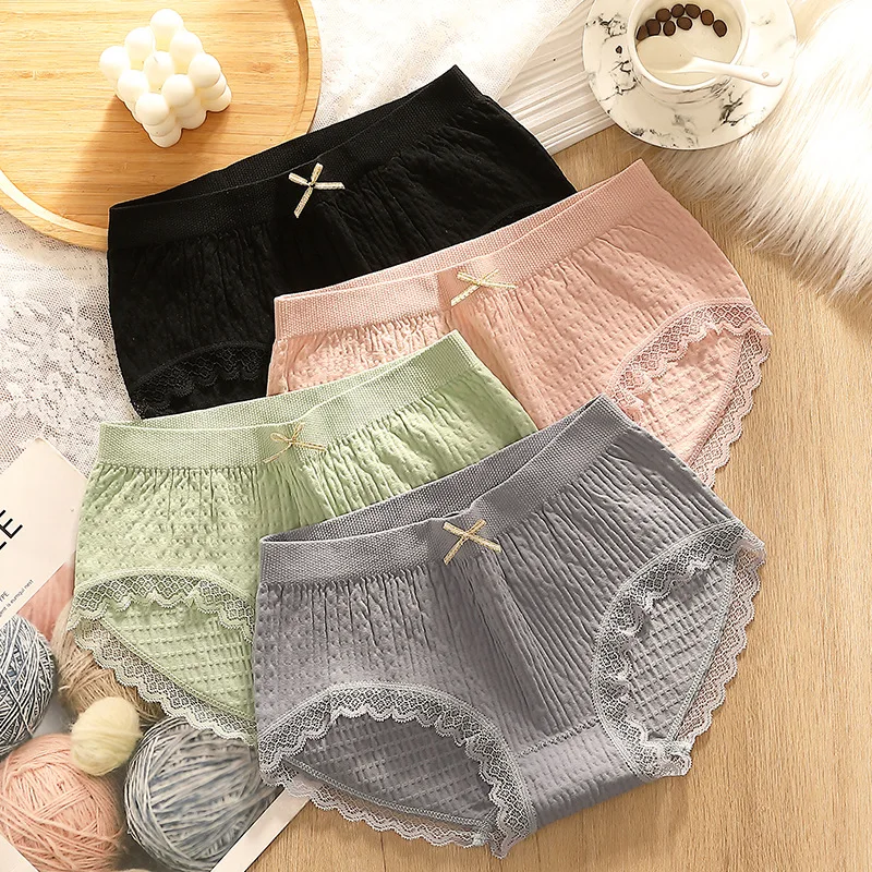 2Pcs Seamless Panties Women's Mid-Waist Cotton Briefs Underwear Sexy Lace Underpants Female Bowknot Breathable Bubble Undies
2Pcs Seamless Panties Women's Mid-Waist Cotton Briefs Underwear Sexy Lace Underpants Female Bowknot Breathable Bubble Undies