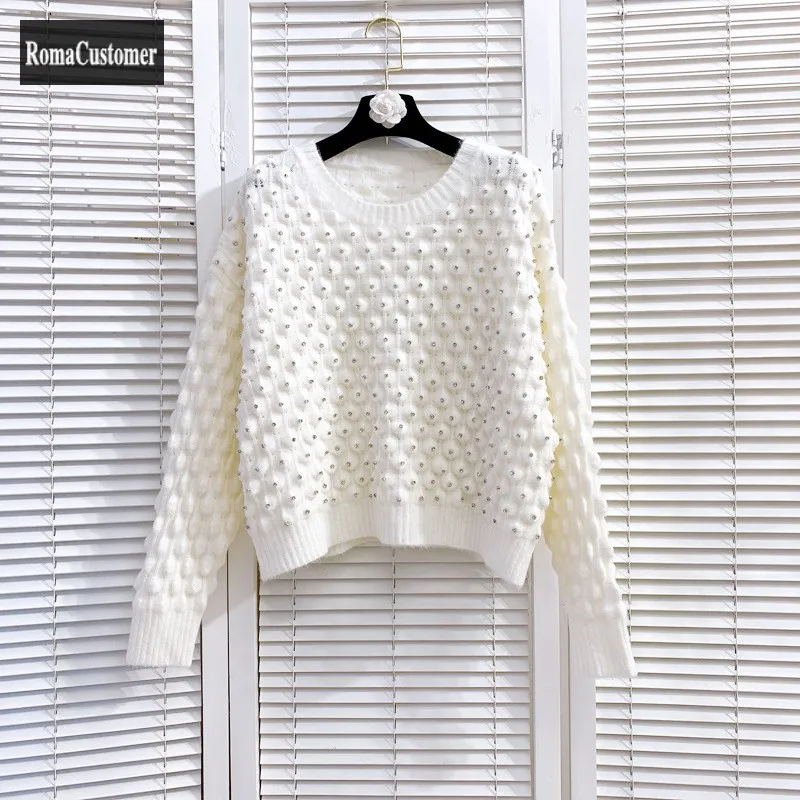 Womens Spring New O-Neck Diamond Loose Fashion Pullover Long Sleeve Elegant Knitted Sweater Korean Casual Sweater Outerwear
Womens Spring New O-Neck Diamond Loose Fashion Pullover Long Sleeve Elegant Knitted Sweater Korean Casual Sweater Outerwear