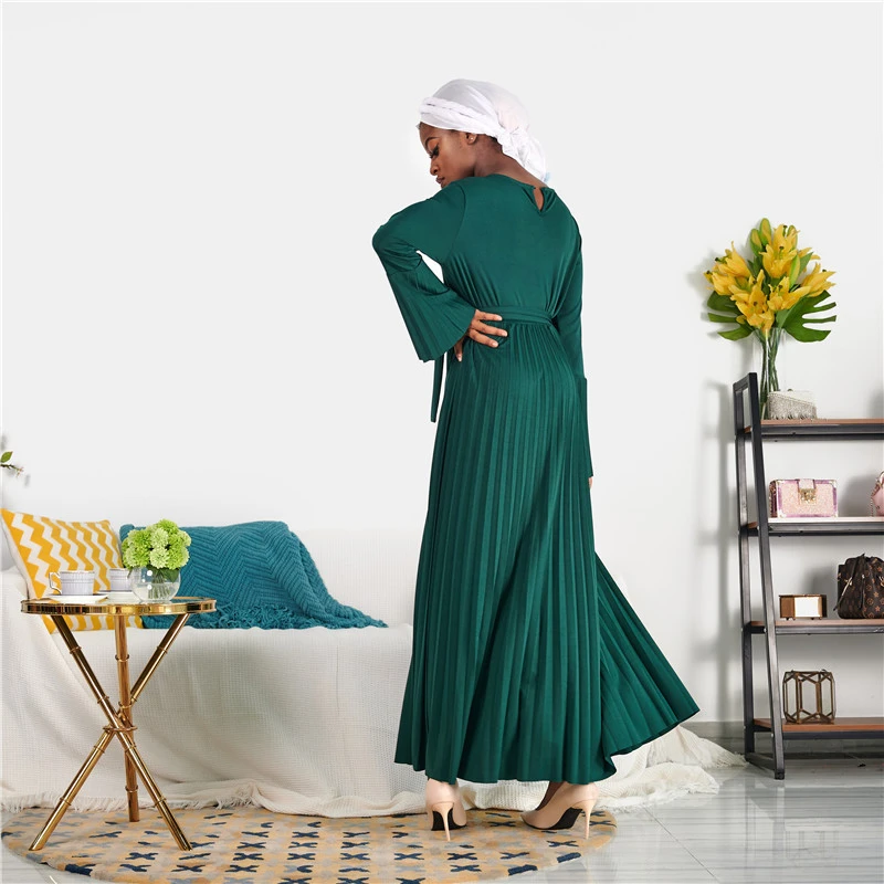 Dubai Abaya Muslim Dress Women Eid Mubarak Flared Full Sleeves Loose Casual Pleated Long Dresses Modest Caftan Islam Clothing 
Dubai Abaya Muslim Dress Women Eid Mubarak Flared Full Sleeves Loose Casual Pleated Long Dresses Modest Caftan Islam Clothing