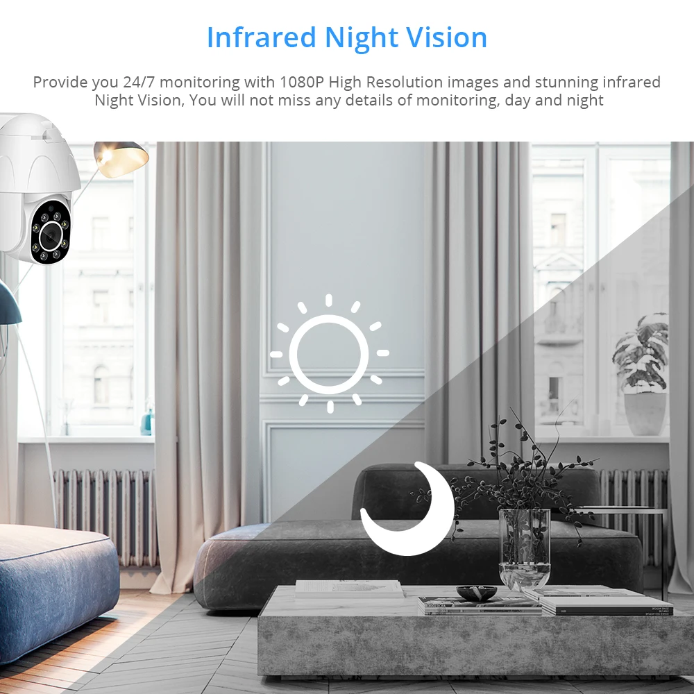 Zclever PTZ Dome Camera Wireless Wifi IP Camera 1080P Speed Dome Auto Tracking Pan Tilt 4.0X Digital Zoom with Two Way Audio
Zclever PTZ Dome Camera Wireless Wifi IP Camera 1080P Speed Dome Auto Tracking Pan Tilt 4.0X Digital Zoom with Two Way Audio