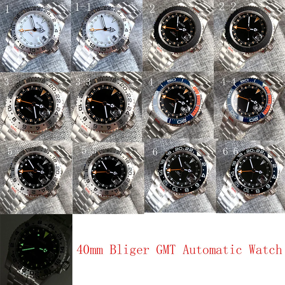 Бренд Bliger 40 мм Новинка GMT Mingzhu 3804 черный/белый механические Автоматические Мужские часы с сапфировым стеклом вращающийся Безель светящиеся отметки
Бренд Bliger 40 мм Новинка GMT Mingzhu 3804 черный/белый механические Автоматические Мужские часы с сапфировым стеклом вращающийся Безель светящиеся отметки