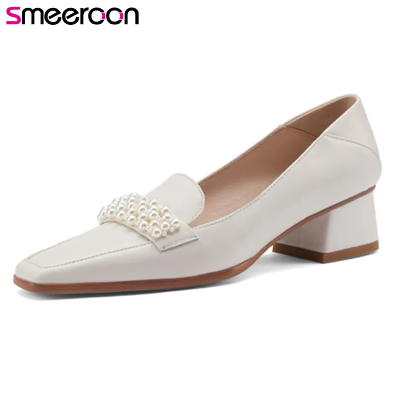 Smeeroon 2021 Pumps Women Genuine Leather Party Wedding Casual Shoes Square Toe Pearl Spring Summer Single Shoes Female
Smeeroon 2021 Pumps Women Genuine Leather Party Wedding Casual Shoes Square Toe Pearl Spring Summer Single Shoes Female
