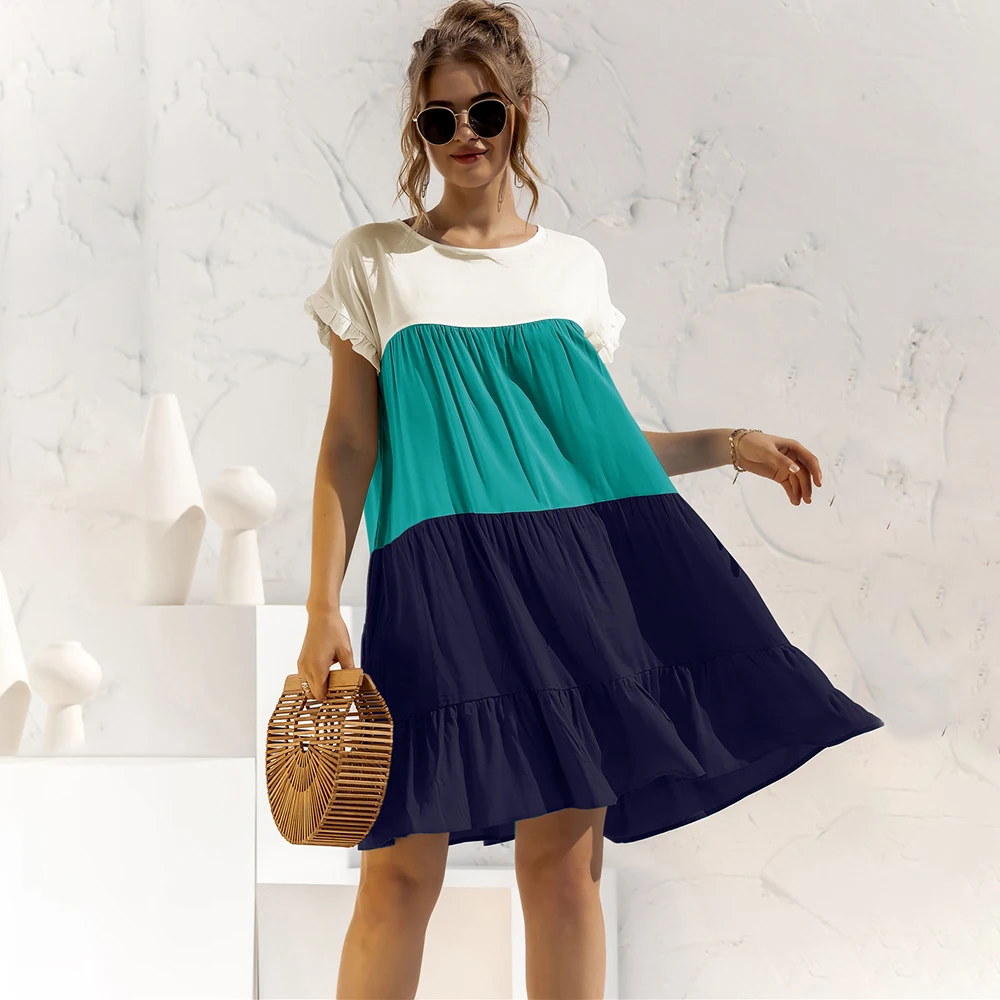 Summer 2021 Women Casual Loose OverSize Dress Short Sleeve Patchwork Big Ruffles Dress Fashion Green Female Beach Party Dresses
Summer 2021 Women Casual Loose OverSize Dress Short Sleeve Patchwork Big Ruffles Dress Fashion Green Female Beach Party Dresses