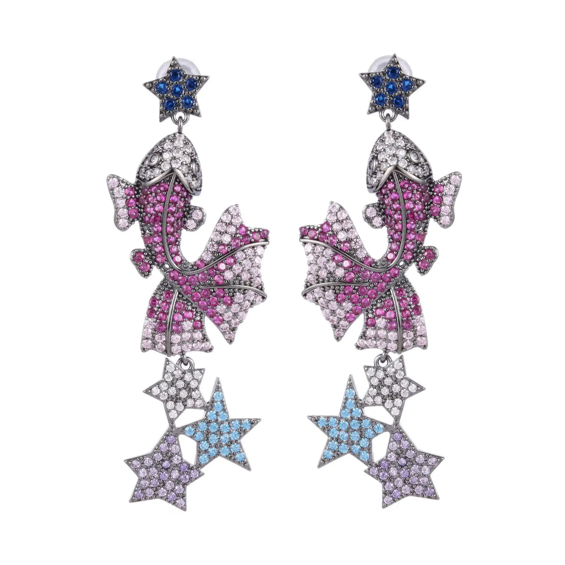 Sparkling Purple Cubic Zirconia Goldfish Drop Earrings For Women Party Jewelry, Vintage Blue Crystal Star Woman Earings Gifts
Sparkling Purple Cubic Zirconia Goldfish Drop Earrings For Women Party Jewelry, Vintage Blue Crystal Star Woman Earings Gifts