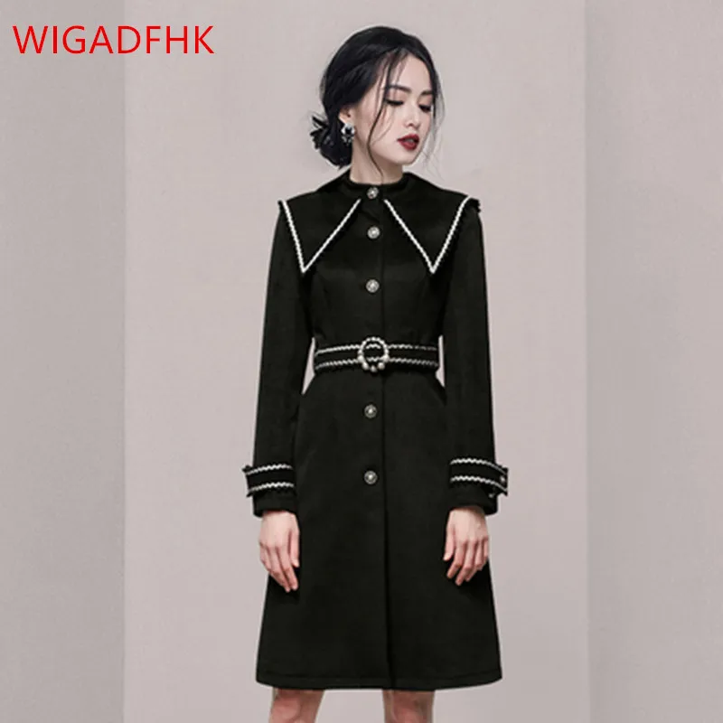 2021 Autumn/ Winter New Women's Retro Big Lapel Contrast Color And Receiving Waist Woolen Coat Elegant Temperament Woolen Coat 
2021 Autumn/ Winter New Women's Retro Big Lapel Contrast Color And Receiving Waist Woolen Coat Elegant Temperament Woolen Coat