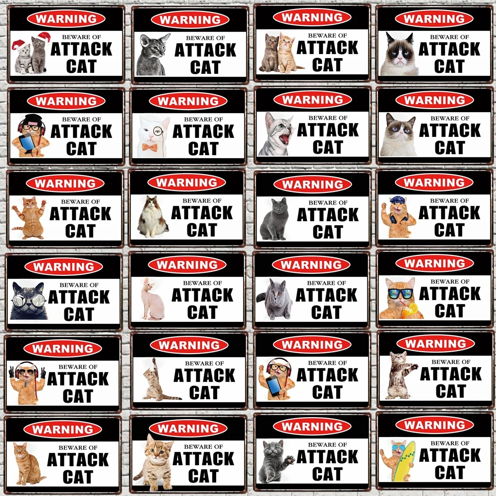Warning Sign Beware Of Attack Cat Decorative Shabby Chic Metal Tin Sign Wall Bar Home Art Pet Shop Craft Decor 30X20CM DU-4723A 
Warning Sign Beware Of Attack Cat Decorative Shabby Chic Metal Tin Sign Wall Bar Home Art Pet Shop Craft Decor 30X20CM DU-4723A