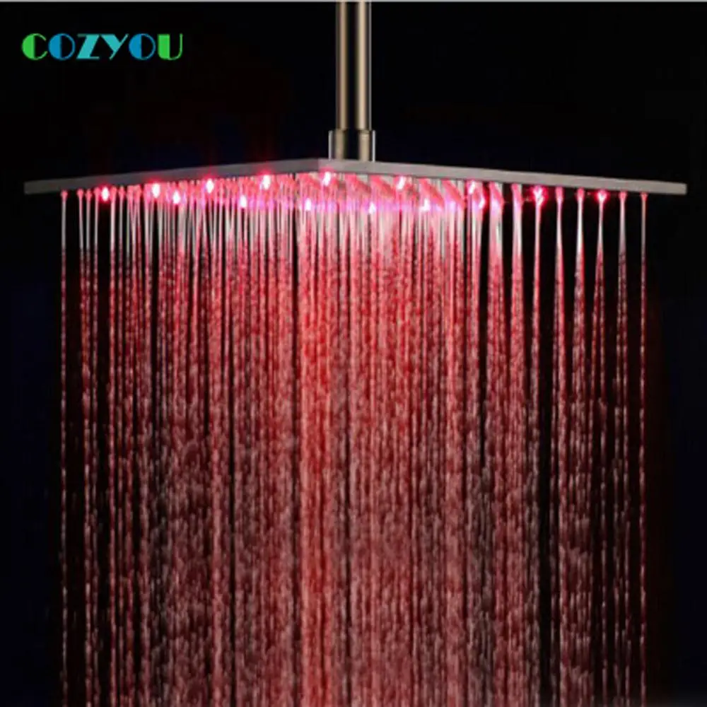 CY8030-B7 Supernova Sale 16 Inches Brass Square Multiple Colors Flashing LED Shower Head Rainfull Top Shower Heads
CY8030-B7 Supernova Sale 16 Inches Brass Square Multiple Colors Flashing LED Shower Head Rainfull Top Shower Heads