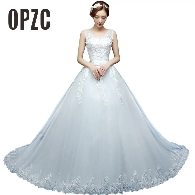Дешевое роскошное Элегантное свадебное платье с V образным вырезом и длинным