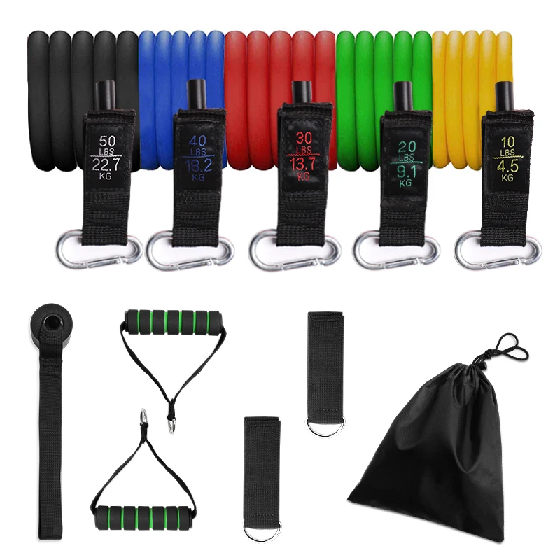 

11 pcs Resistance Tube Bands Set Fitness Yoga Gym Pull Rope Exercise Home Training Expander Door Anchor With Handle Ankle Strap
