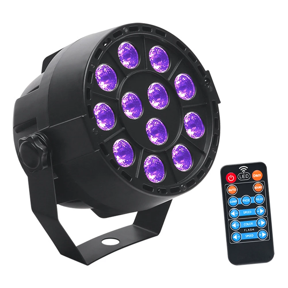 

LED Stage Light UV Black Par Lamp Sound Activated Remote Control Purple 12LED Disco Outdoor Party Commercial Lighting Supplies