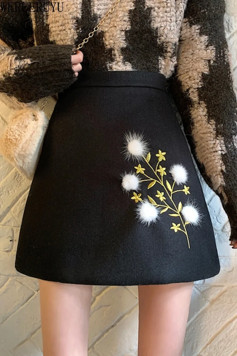 WERUERUYU Embroidered pleated skirt Women Plus Size Winter Warm Woolen Long Skirt Lady High Waist Casual Wool Office saia
WERUERUYU Embroidered pleated skirt Women Plus Size Winter Warm Woolen Long Skirt Lady High Waist Casual Wool Office saia