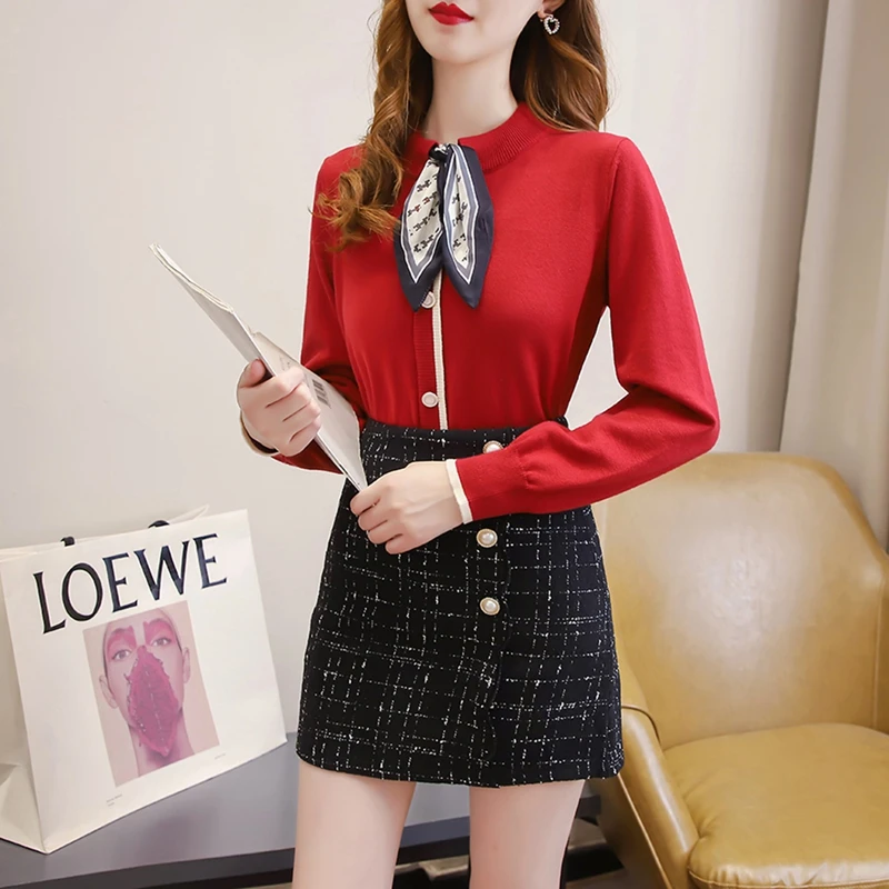 2021 Autumn And Winter New Two Piece Set Women Skirt Fashion Suit Silk Scarf Bow Knot Long-sleeved Sweater Small Fragrant Wind
2021 Autumn And Winter New Two Piece Set Women Skirt Fashion Suit Silk Scarf Bow Knot Long-sleeved Sweater Small Fragrant Wind