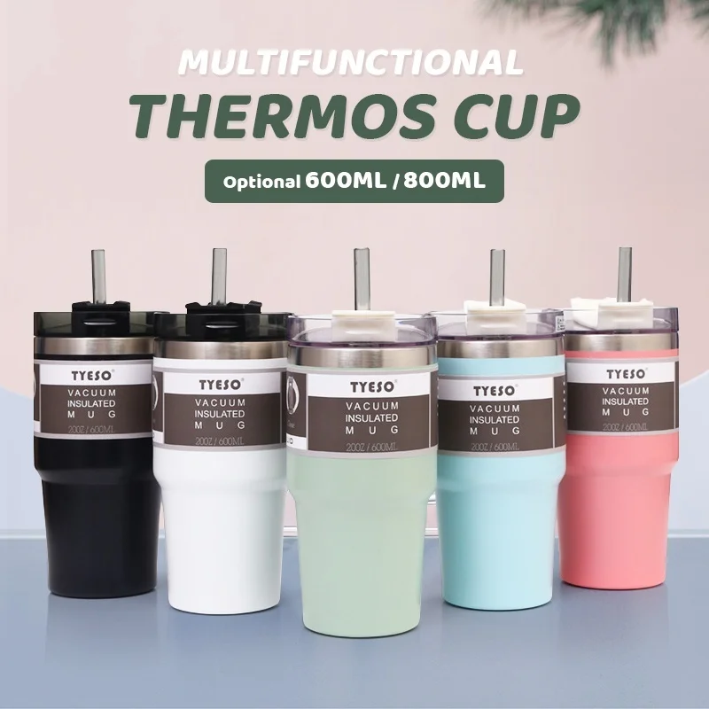 

Tyeso Thermal Mug 600ML/890ML Tumbler Drinkware Thermos Coffee Cup For Cold Beer Insulated Water Bottle Flask Thermo Mug Termos