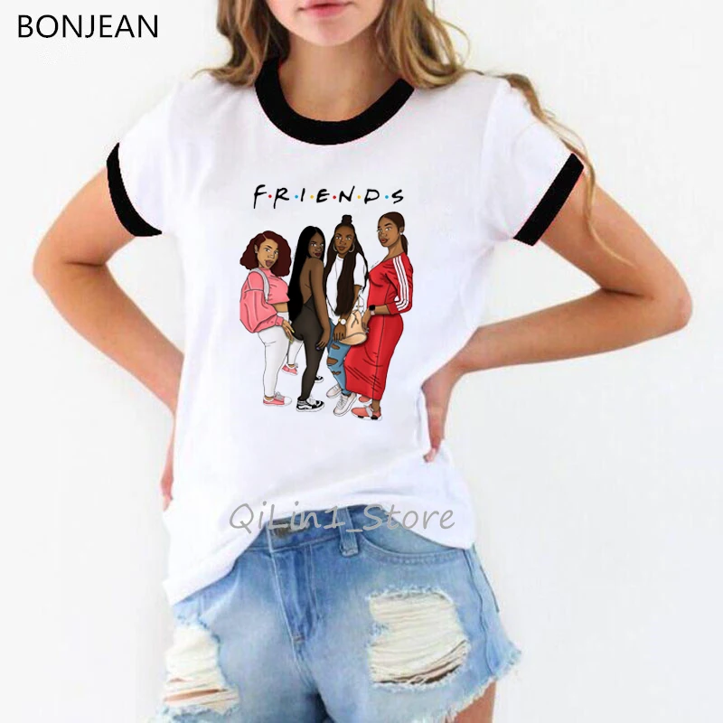 Женская одежда 2019 футболка из меланина женская vogue друзей femme Queen Black Girl принт 90s
